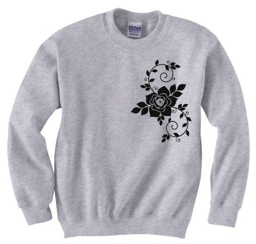 Flowers design on side grey sweatshirts