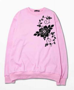 Flowers design on side pink sweatshirts
