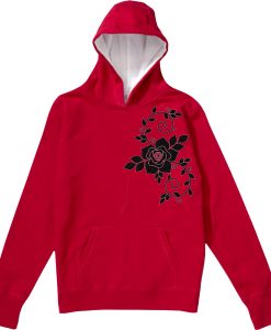 Flowers design on side red hoodie
