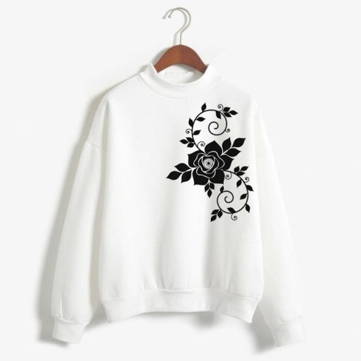 Flowers design on side white sweatshirts