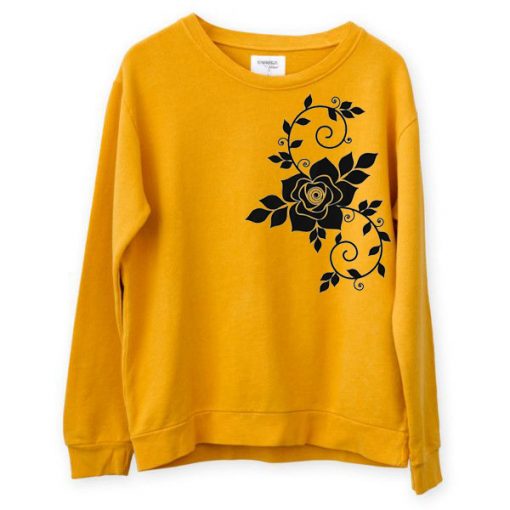 Flowers design on side yellow sweatshirts
