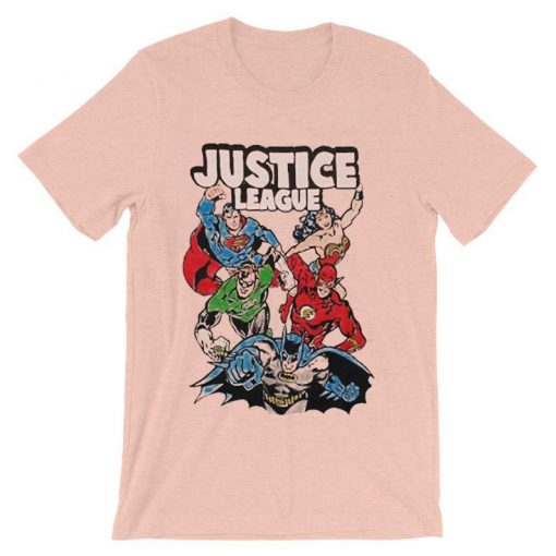 Justice League Drawn Color pink tees