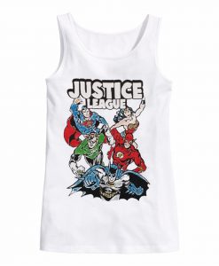 Justice League Drawn Color white tank top