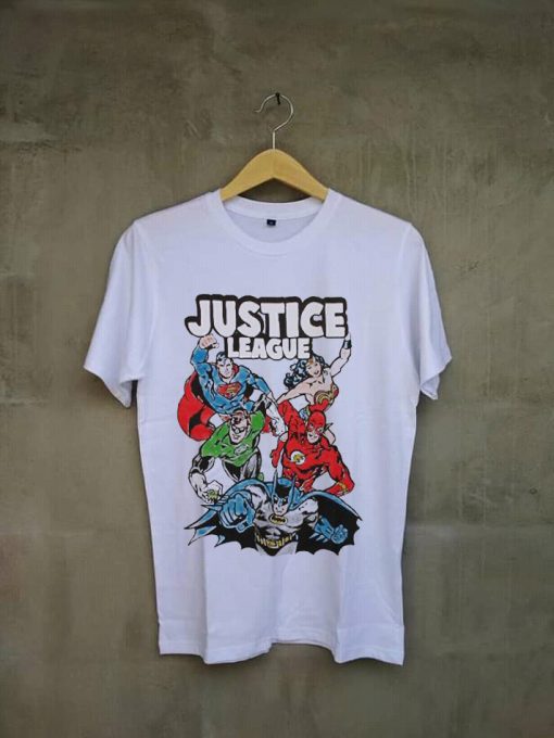 Justice League Drawn Color white tees