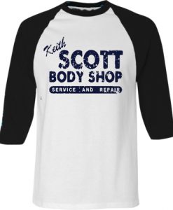 Keith SCOTT Body Shop One Tree Hill white black sleeves raglan t shirts