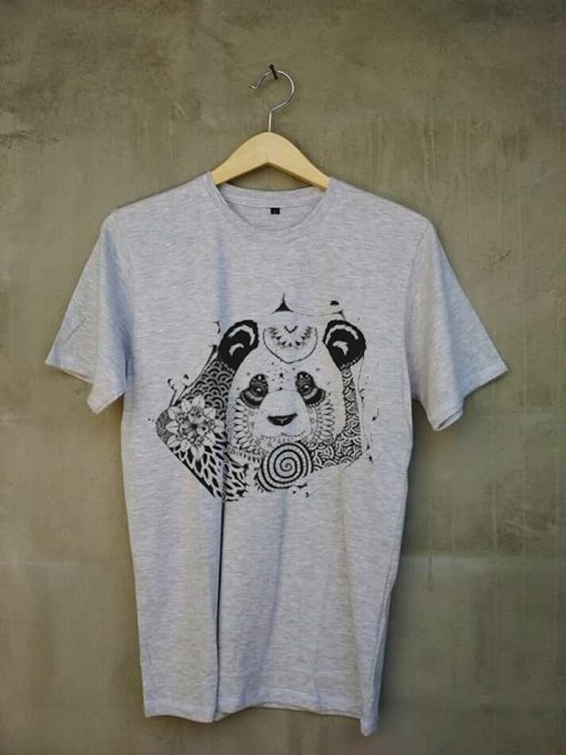 Mandala Panda grey t shirts