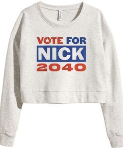 Nick Jonas Running for President grey crop sweatshirts