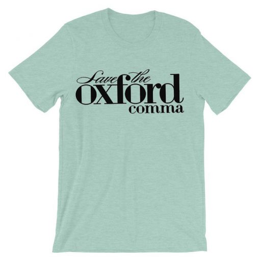 Oxford Comma blue sea t shirts