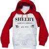 Shelby Company white red sleeves hoodie