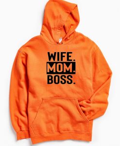 WIFE MOM BOSS orange hoodie