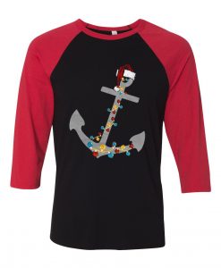 Captain Christmas Anchor Black Red Sleeves Raglan T-Shirt