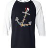 Captain Christmas Anchor Black white Sleees Raglan T-Shirt