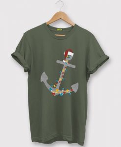 Captain Christmas Anchor Green Army Tshirts