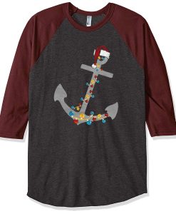 Captain Christmas Anchor Grey Brown Sleees Raglan T-Shirt