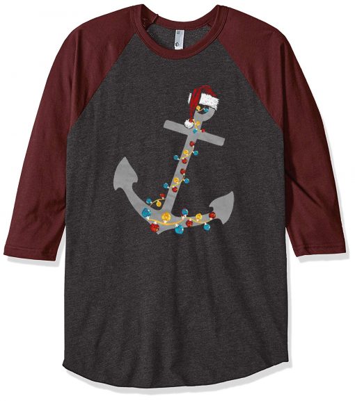 Captain Christmas Anchor Grey Brown Sleees Raglan T-Shirt
