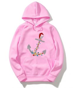 Captain Christmas Anchor Pink Hoodie