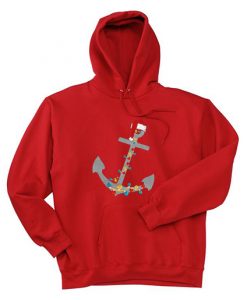 Captain Christmas Anchor Red Hoodie