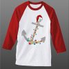 Captain Christmas Anchor White Red Sleeves Raglan T shirts