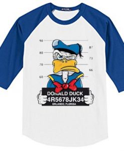 Donald Duck Jailed White Blue Raglan Tees