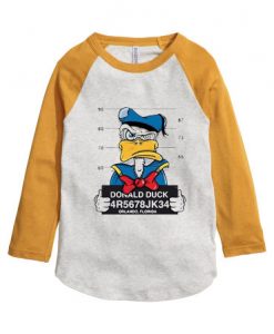 Donald Duck Jailed White Yellow Sleeves Raglan Tees