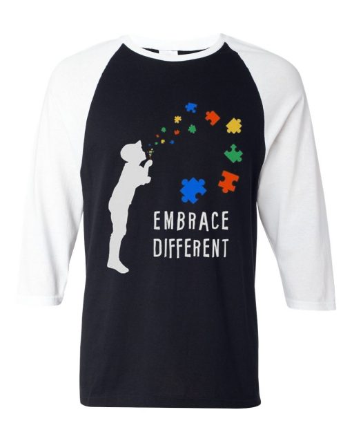 Embarace Different Black White Raglan Tshirts