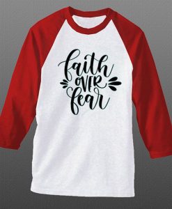 FAITH FEAR white red sleeves raglan t shirts