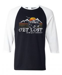 Get Lost Black White Sleeves Raglan T shirts