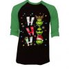 Ho Ho Ho Merry The Grinch Christmast Black Green Sleeves Raglan T shirts
