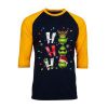 Ho Ho Ho Merry The Grinch Christmast Black Yellow Sleeves Raglan T shirts