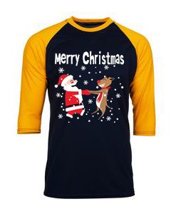 Merry Chirstmas Black Yellow Sleeves Raglan Tshirts