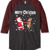 Merry Chirstmas Grey Brown Sleeves Raglan Tshirts