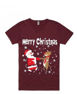 Merry Chirstmas Maroon Tshirts
