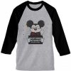 Mickey Mouse Jailed Grey Black Sleeves Raglan Tees