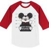 Mickey Mouse Jailed White Red Sleeves Raglan Tees
