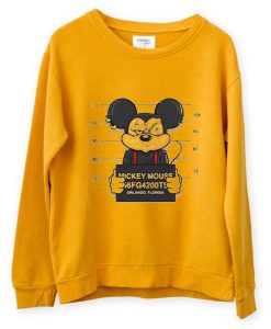 Mickey Mouse Jailed Yellow Sweatshirts