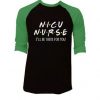 NICU Nurse Black Green Sleeves Raglan Tees