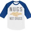 Nugs Not Drugs White Blue Sleeves Raglan Tees