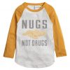 Nugs Not Drugs White Yellow Sleeves Raglan Tees