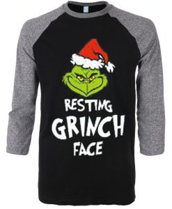 Resting Grinch Face Black Grey Sleeves Raglan Tshirts