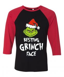 Resting Grinch Face Black Red Sleeves Raglan Tshirts