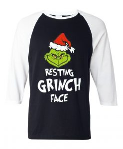 Resting Grinch Face Black White Sleeves Raglan Tshirts