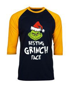 Resting Grinch Face Black Yellow Sleeves Raglan Tshirts