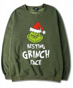 Resting Grinch Face Green Army Sweatshirts