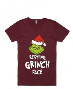 Resting Grinch Face Maroon Tshirts