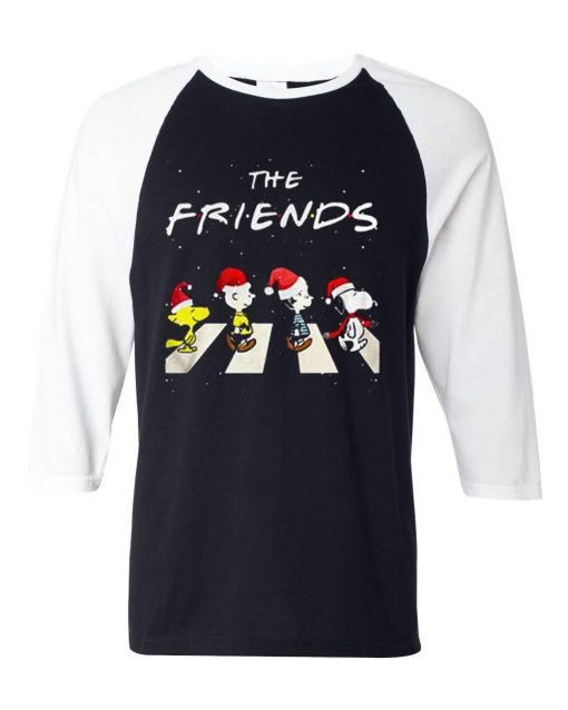 The Christmas Peanuts The Friends Black White Sleeves Raglan Tees