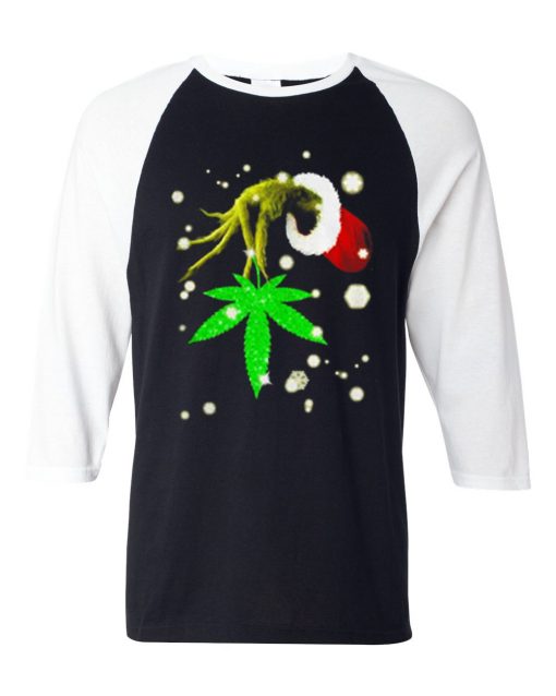 The Grinch Hold Weed Black White Sleeves Raglan T Shirts