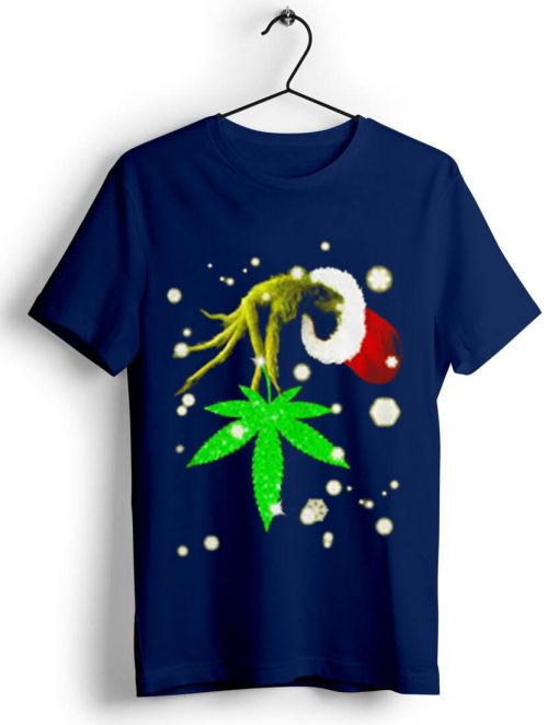 The Grinch Hold Weed Blue Navy Tshirts