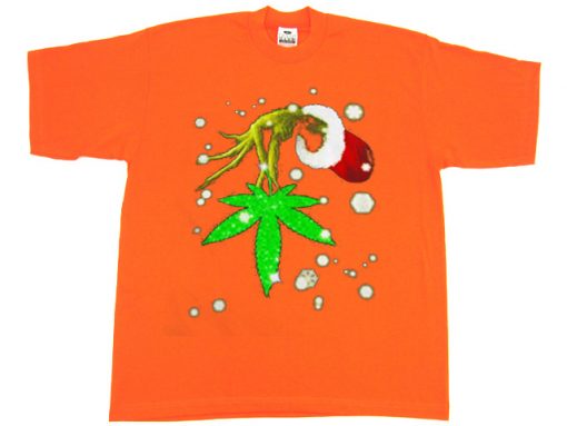 The Grinch Hold Weed Orange Tshirts