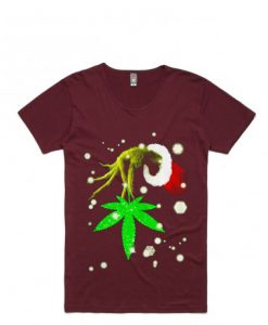 The Grinch Hold Weed Red Maroon Tshirts