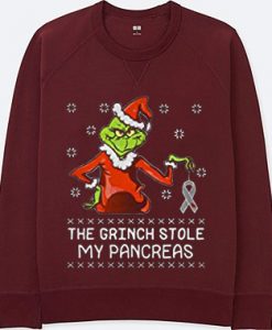 The Grinch Stole My Pancreas Maroon Sweatshirts